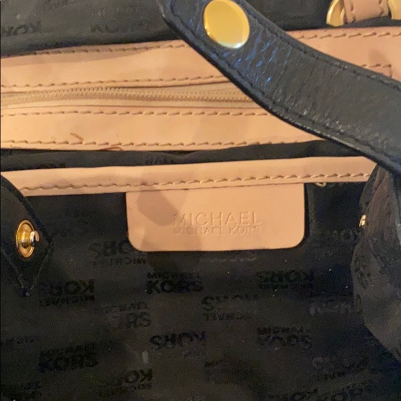 Michael Kors Black Purse with tan and gold accents - Picture 3 of 8